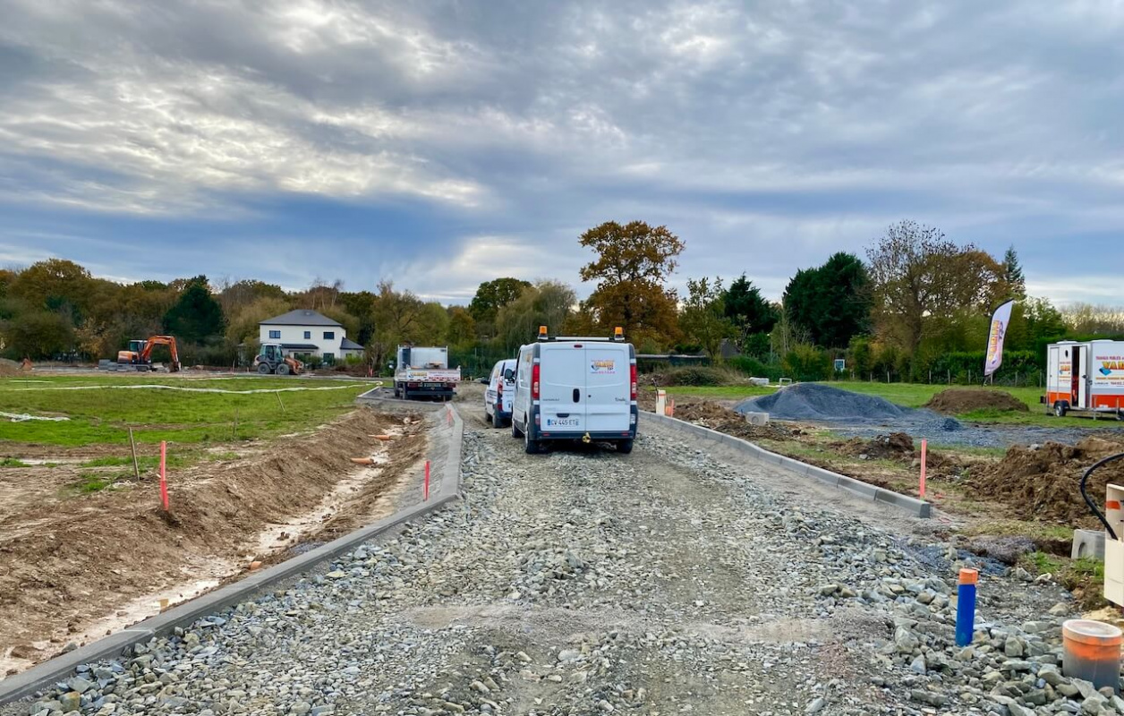 Pose des bordures de la voirie