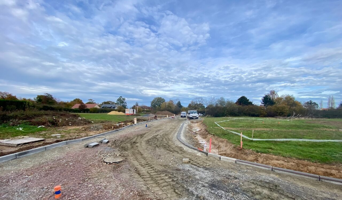 Pose des bordures de la voirie